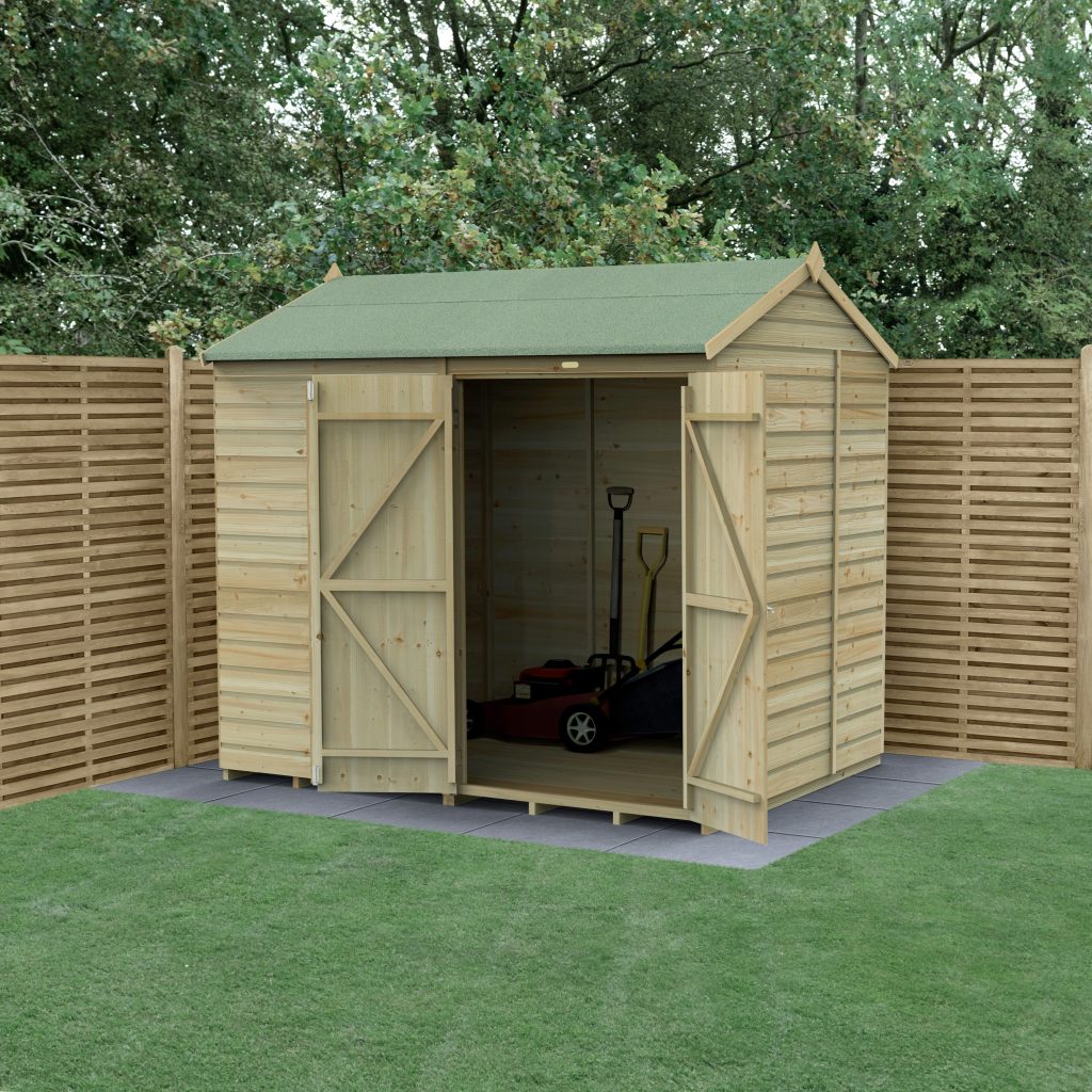 Forest Garden Beckwood 8x6 Reverse Apex Shed - No Windows - Double Door