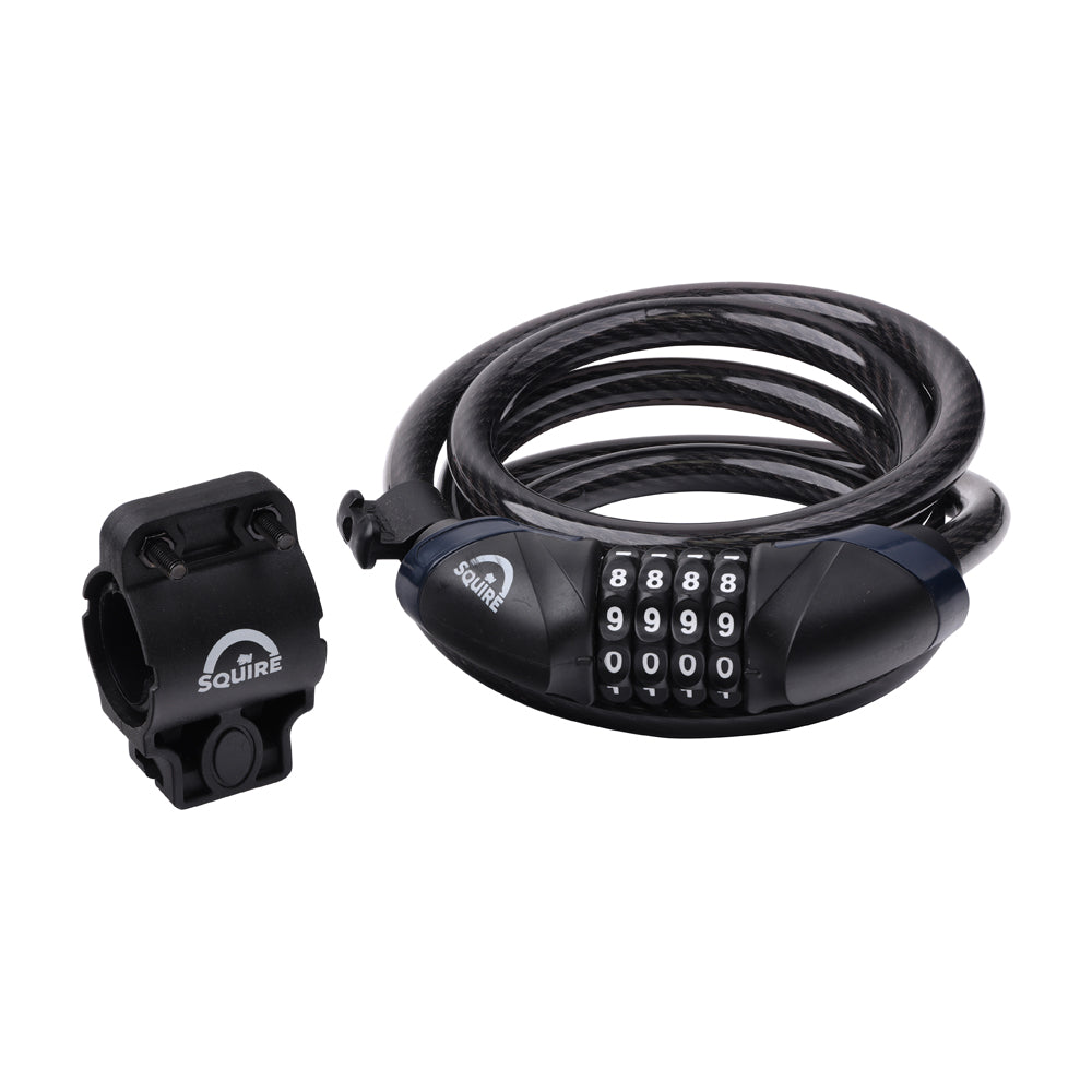 Squire Kilda Combi 12/1800 combination cable bike lock with frame mounting bracket