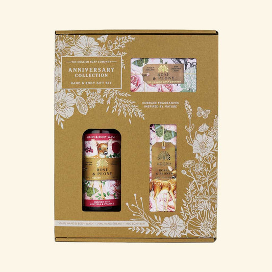 English Soap Company Anniversary Hand & Body Gift Set Rose & Peony