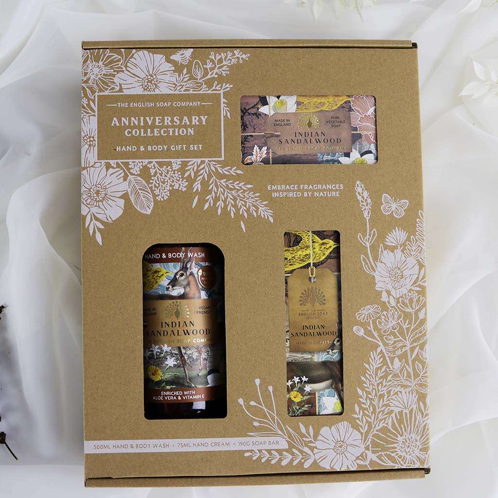English Soap Company Anniversary Hand & Body Gift Set Indian Sandalwood