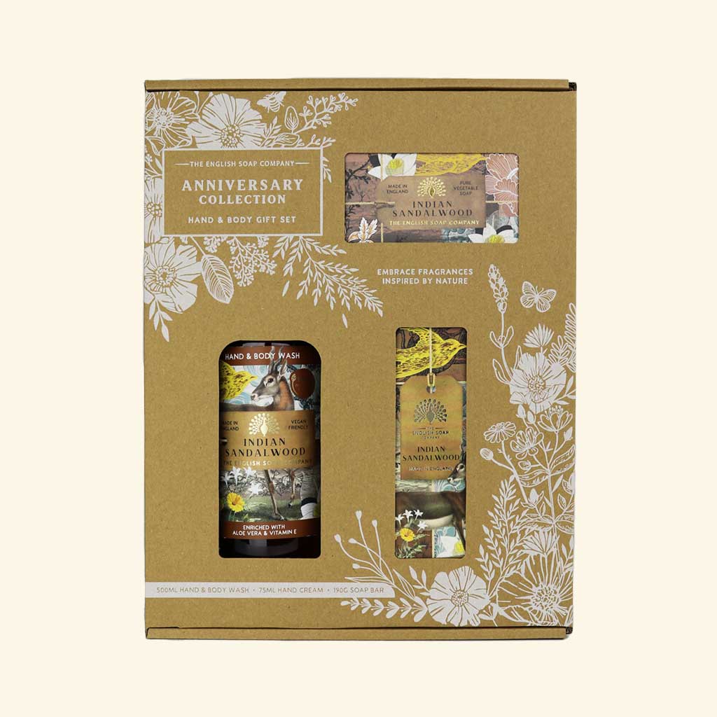 English Soap Company Anniversary Hand & Body Gift Set Indian Sandalwood