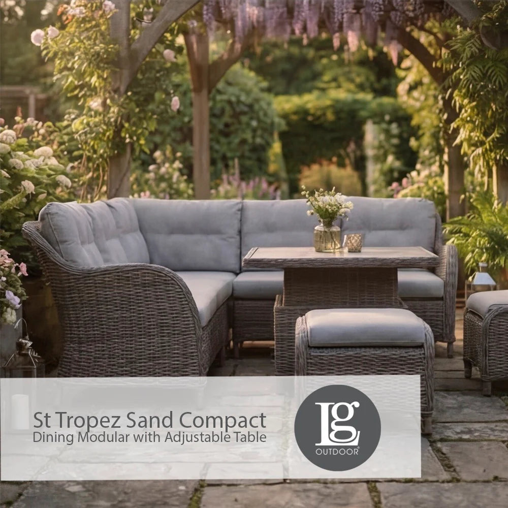 LG Outdoor St Tropez Sand Compact Dining Modular Set with Adjustable Table