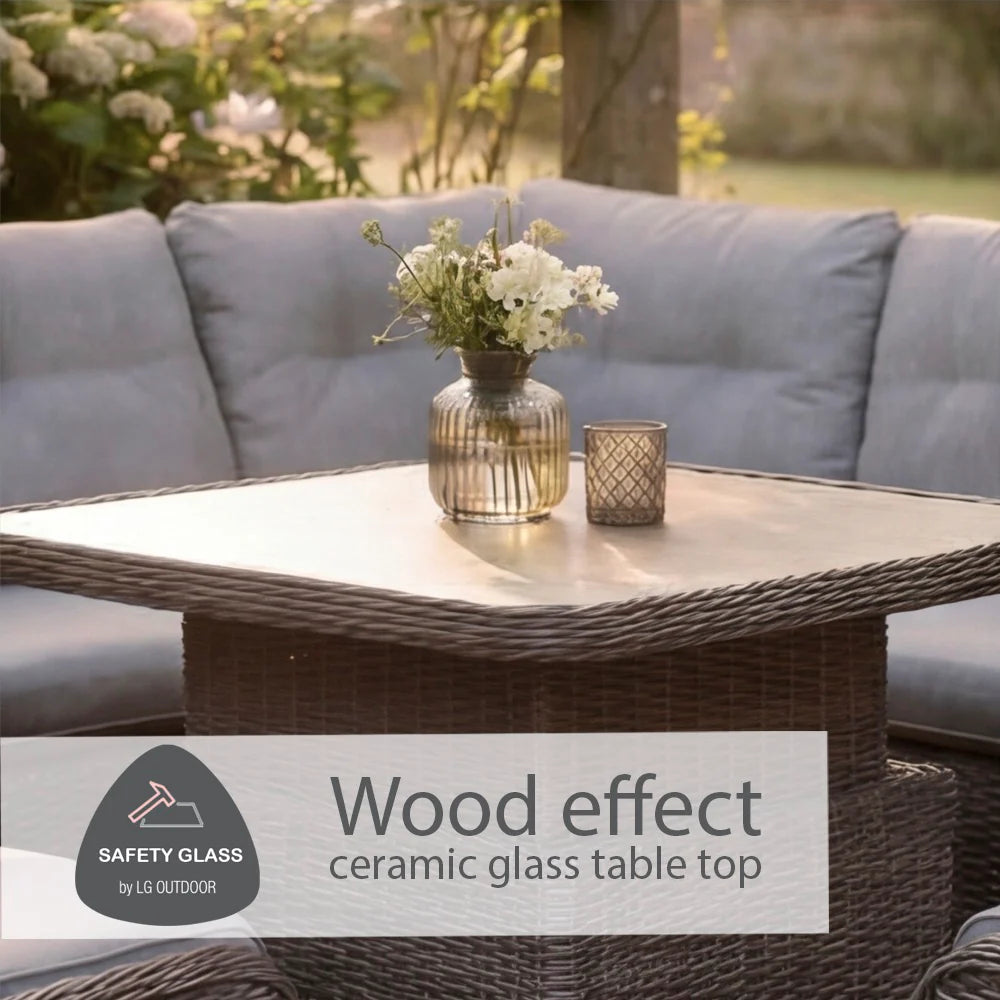 LG Outdoor St Tropez Sand Compact Dining Modular Set with Adjustable Table