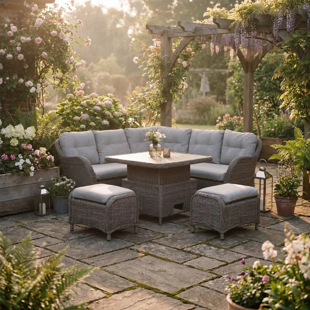 LG Outdoor St Tropez Sand Compact Dining Modular Set with Adjustable Table