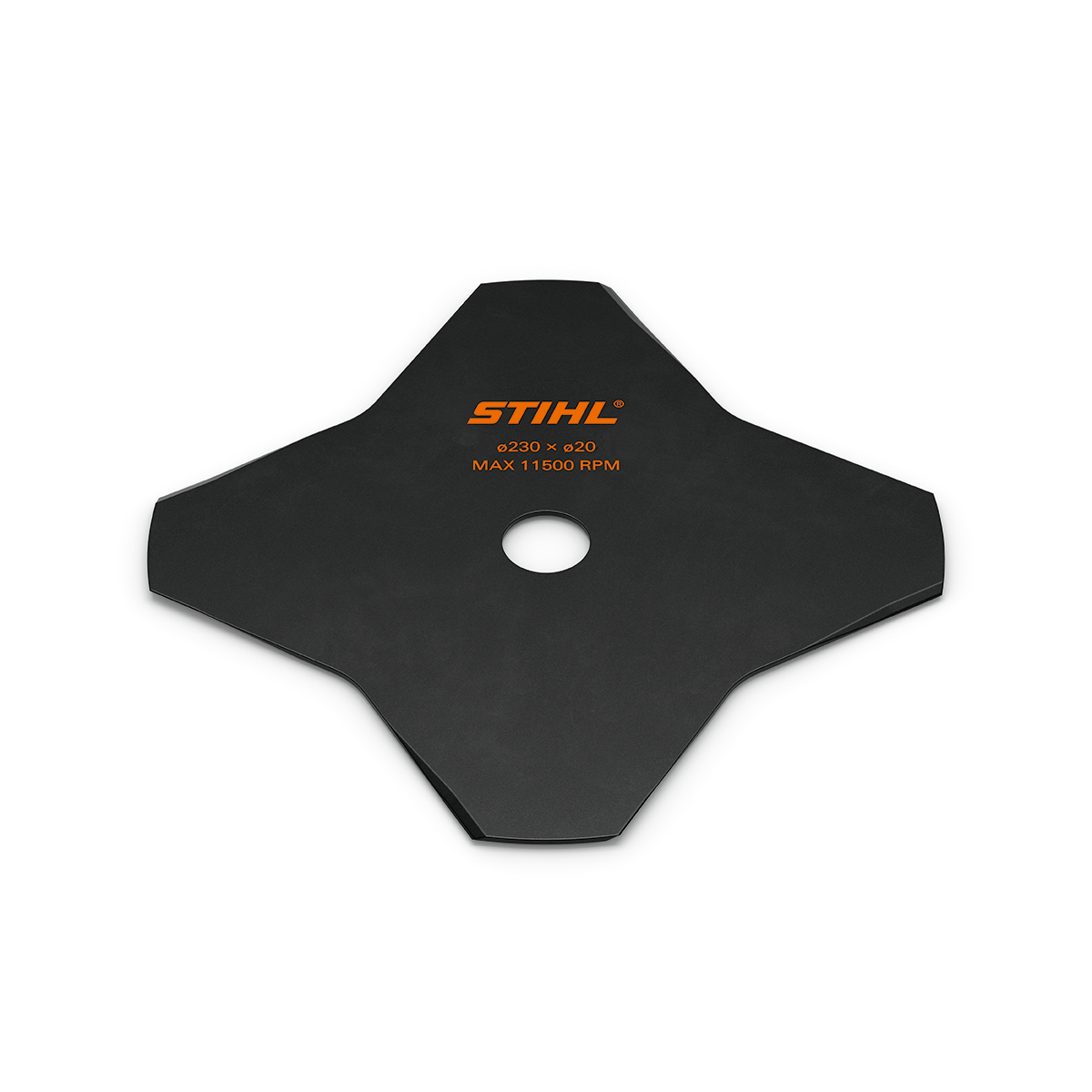 STIHL GrassCut 230-4 four-tooth steel grass cutting blade, part number 4000 713 3801, for professional clearing saws.