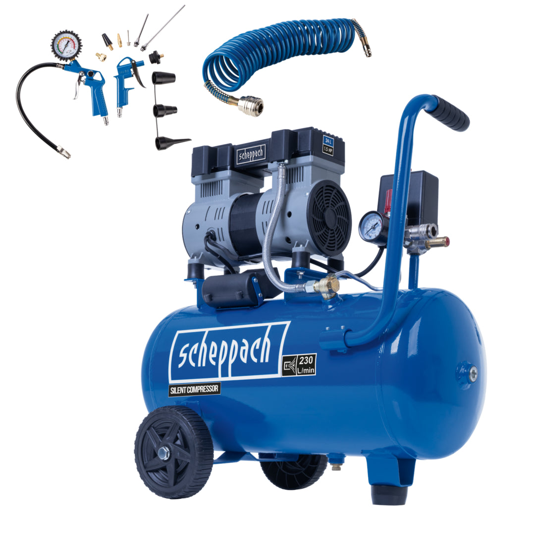 Scheppach HC26Si Silent Air Compressor 24L 8 Bar