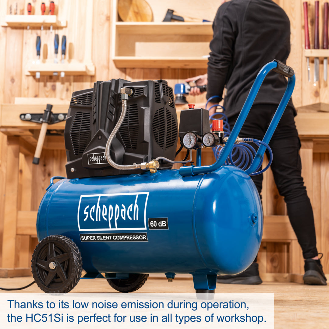 Scheppach HC51Si Silent Air Compressor 50L 8 Bar