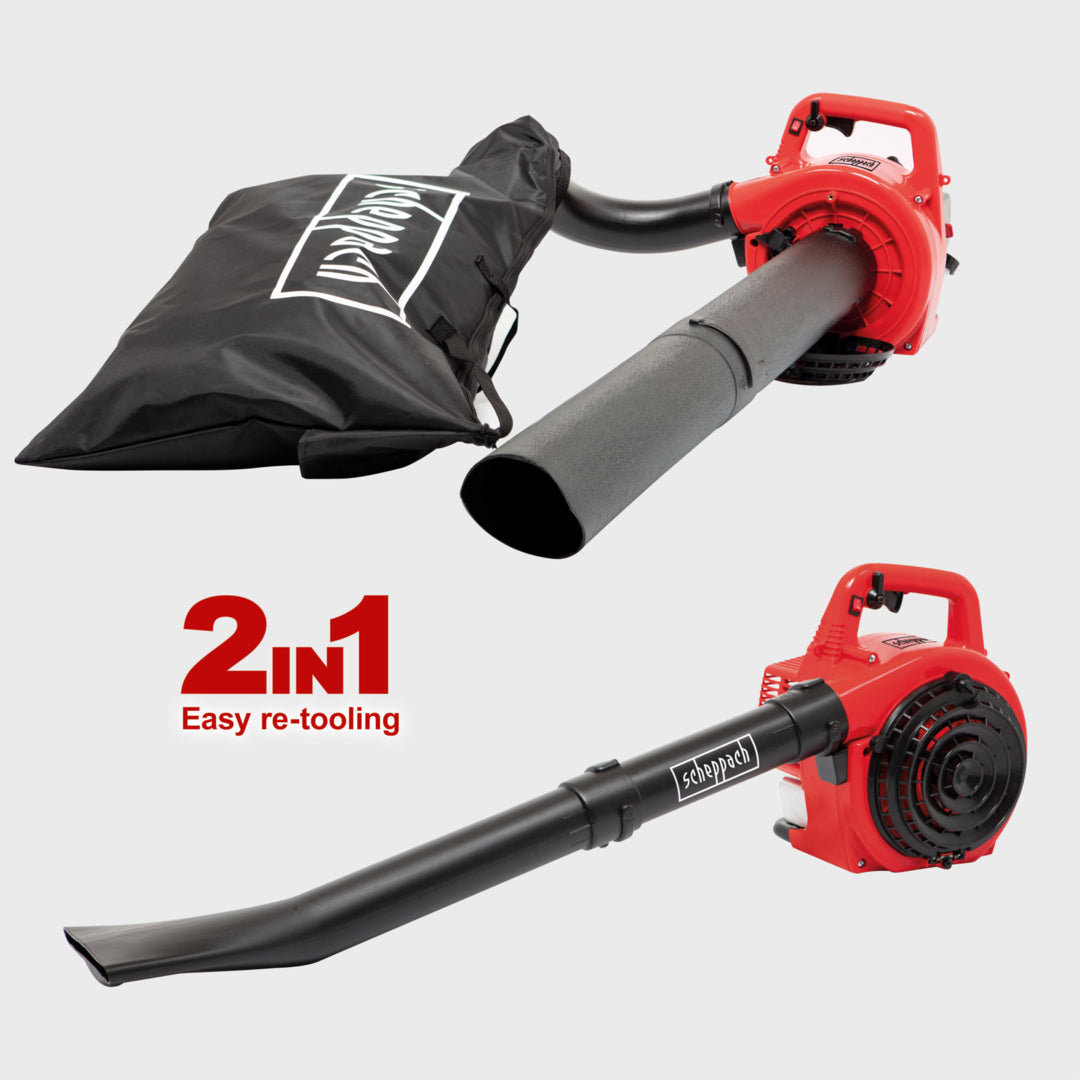 Scheppach LBH2600P Petrol 4-in-1 Leaf Blower Vacuum Shredder 678m³/h Airflow