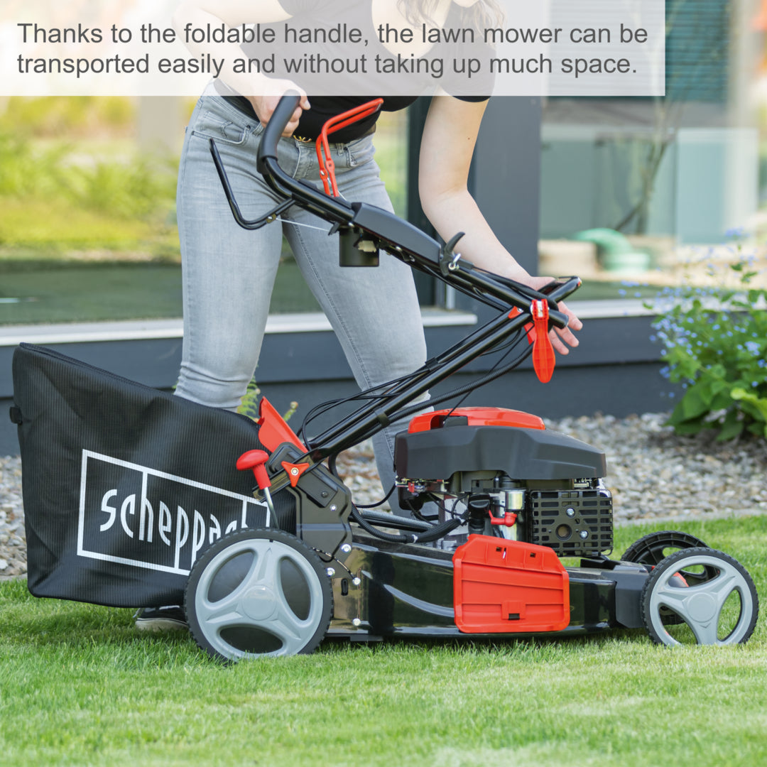 Scheppach MS150-46E Petrol Electric-Start Self-Propelled Lawn Mower 46cm