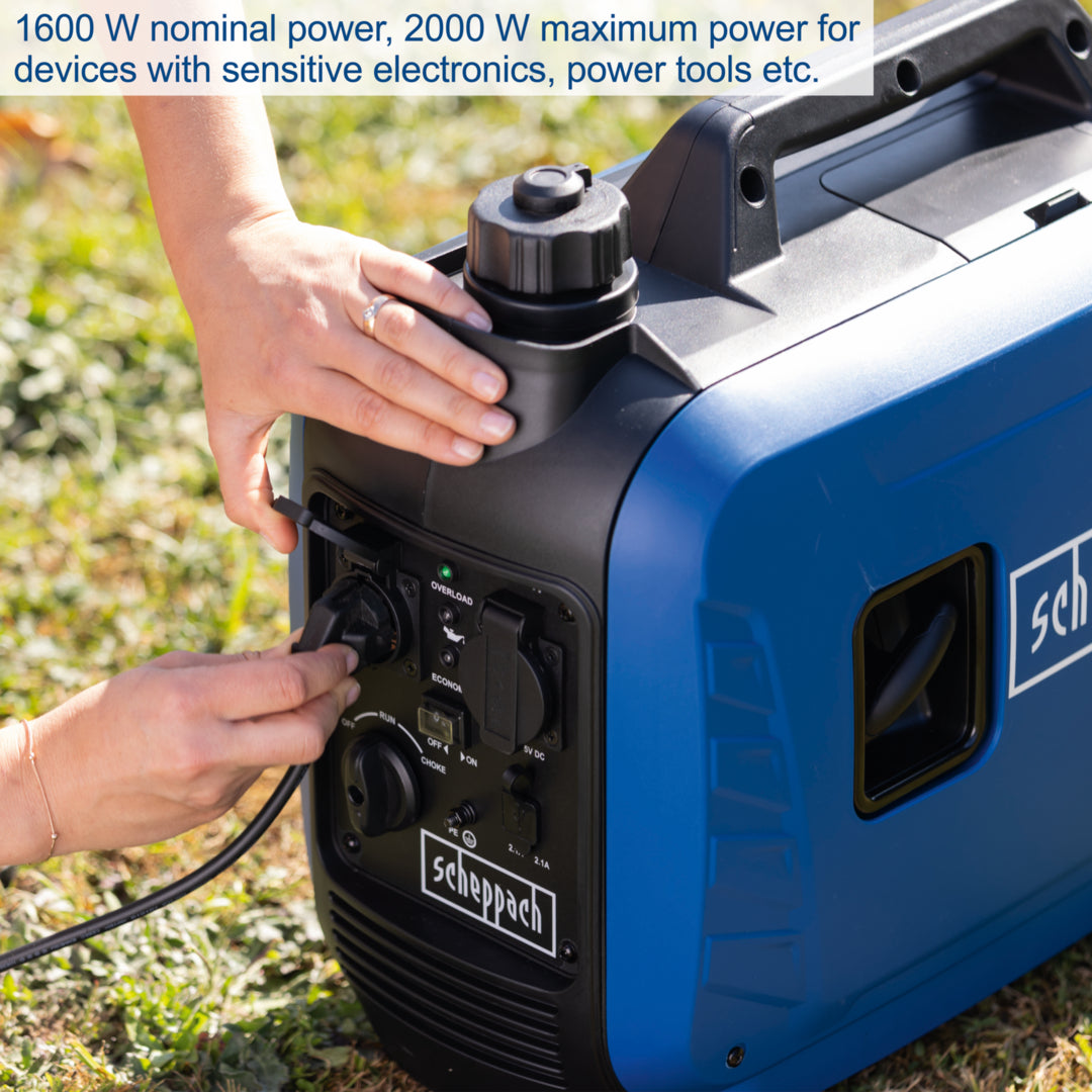 Scheppach SG2500i Portable Petrol Inverter Generator 1600W Rated