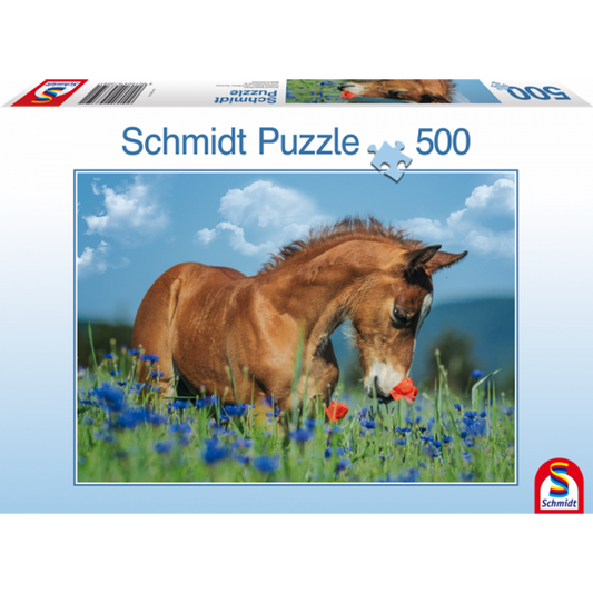 Schmidt Welsh Pony in Flower Meadow 500 Pieces Jigsaw Puzzle