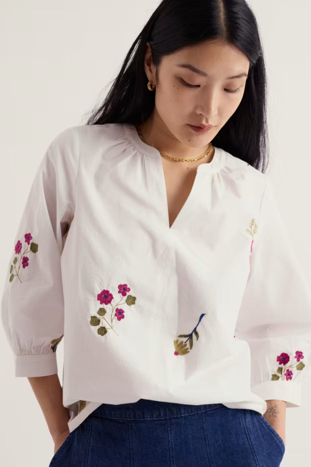 Seasalt Grace Embroidered Cotton Smock Top