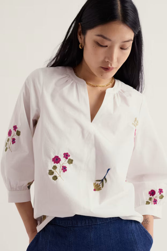 Seasalt Grace Embroidered Cotton Smock Top