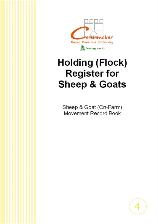 Sheep Movement Book - Holding/Flock Register for Sheep/Goats A4