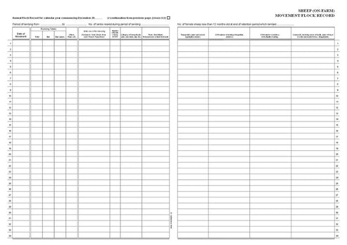 Sheep Movement Book - Holding/Flock Register for Sheep/Goats A4 – Sam ...
