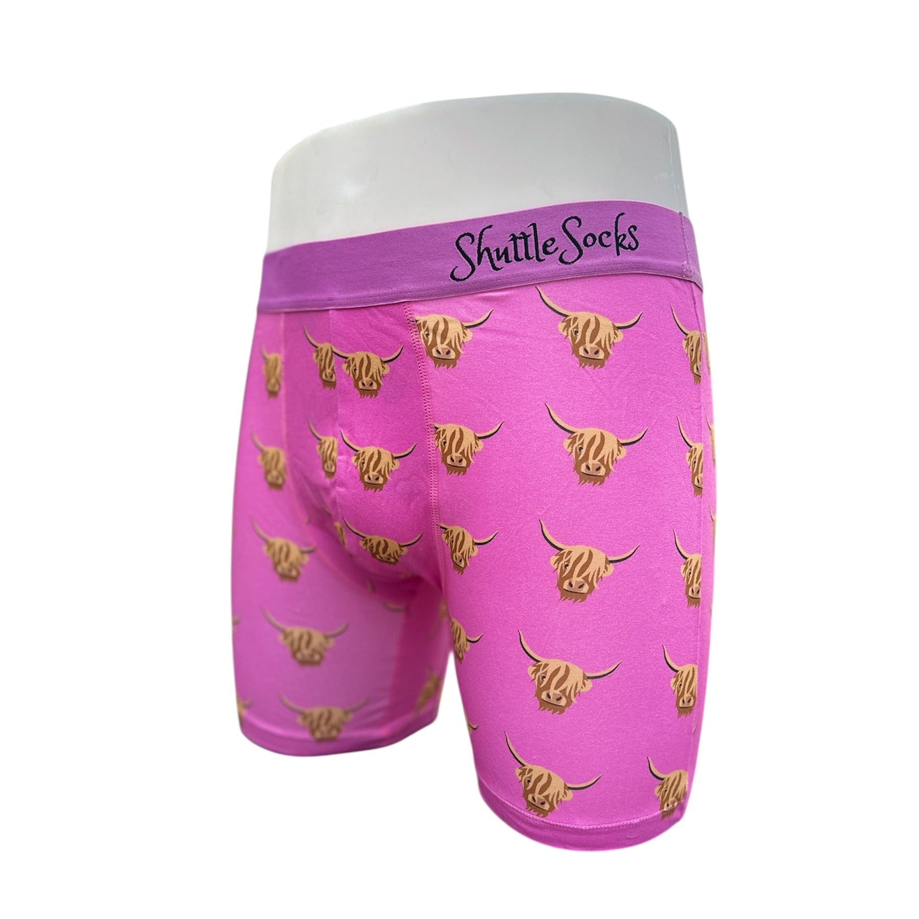 ShuttleSocks Pink Highland Cow Boxer Shorts