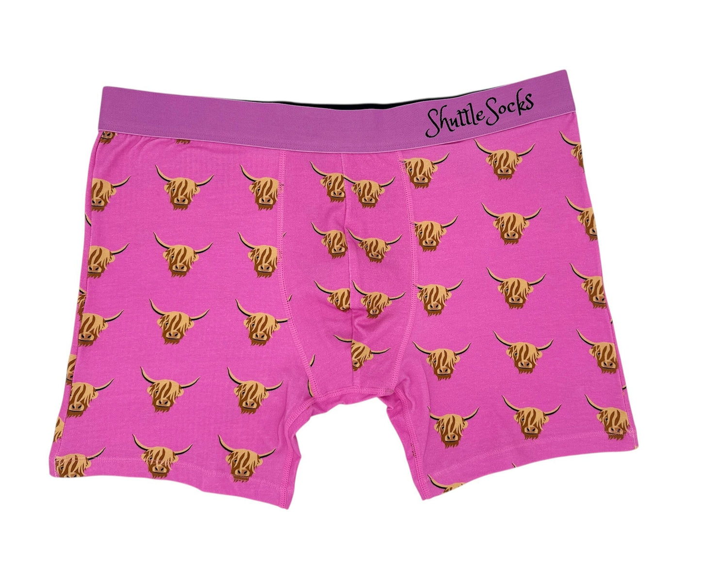 ShuttleSocks Pink Highland Cow Boxer Shorts
