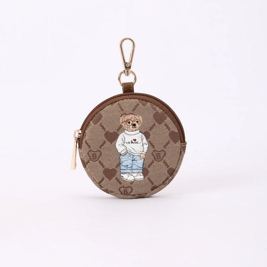 Signare London B-Loved Bear Bubble Zip Purse Charm on Beige Monogram