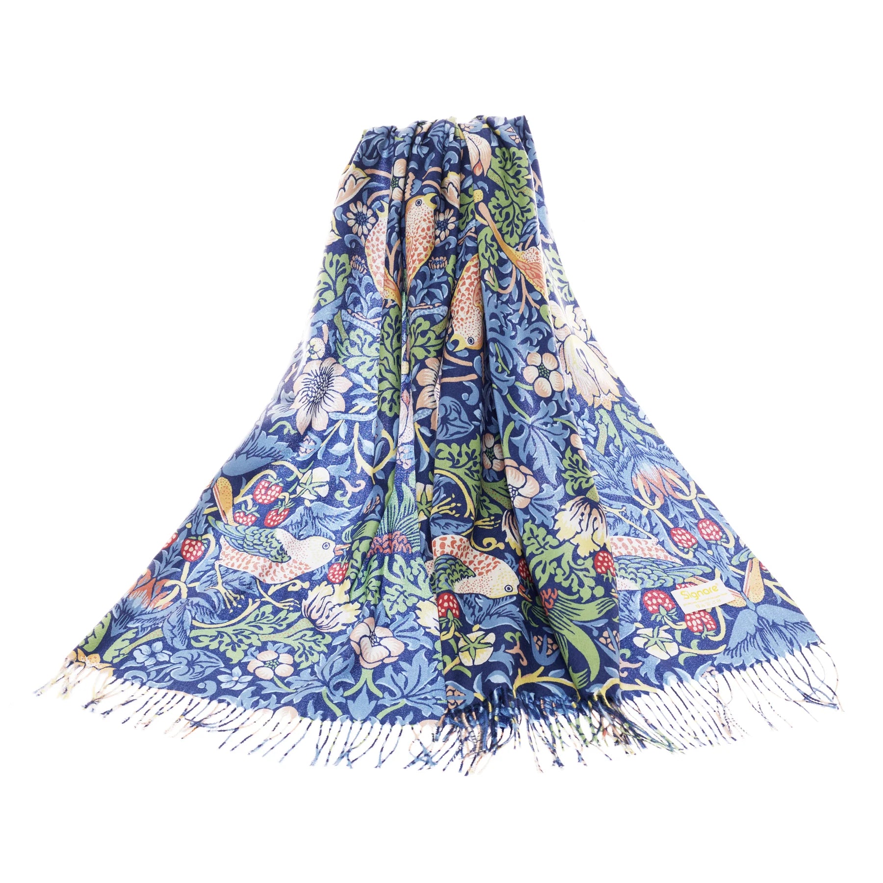 Signare William Morris Strawberry Theif Blue Pashmina