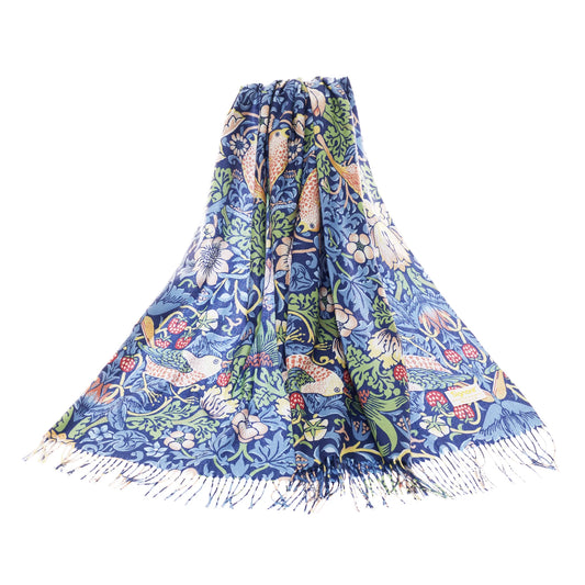 Signare William Morris Strawberry Theif Blue Pashmina