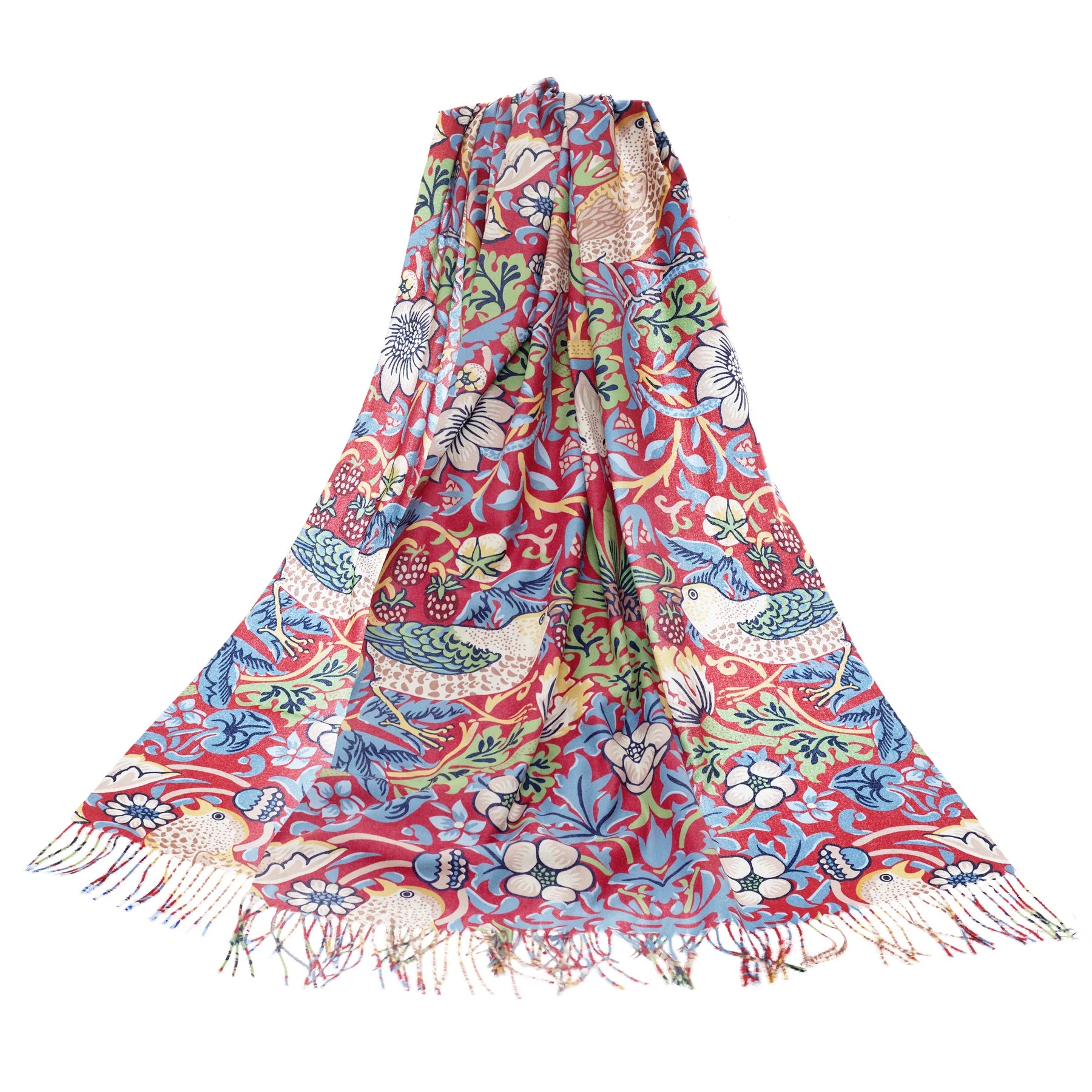 Signare William Morris Strawberry Thief Red Pashmina
