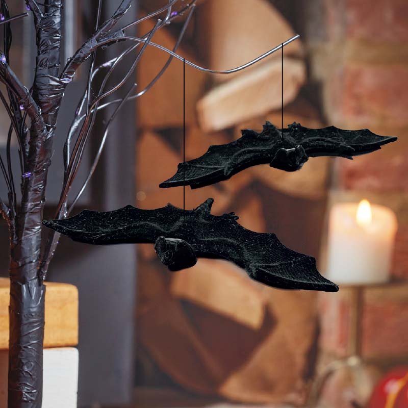 Smart Garden Furry Bat Pendants 2pk Halloween Decoration