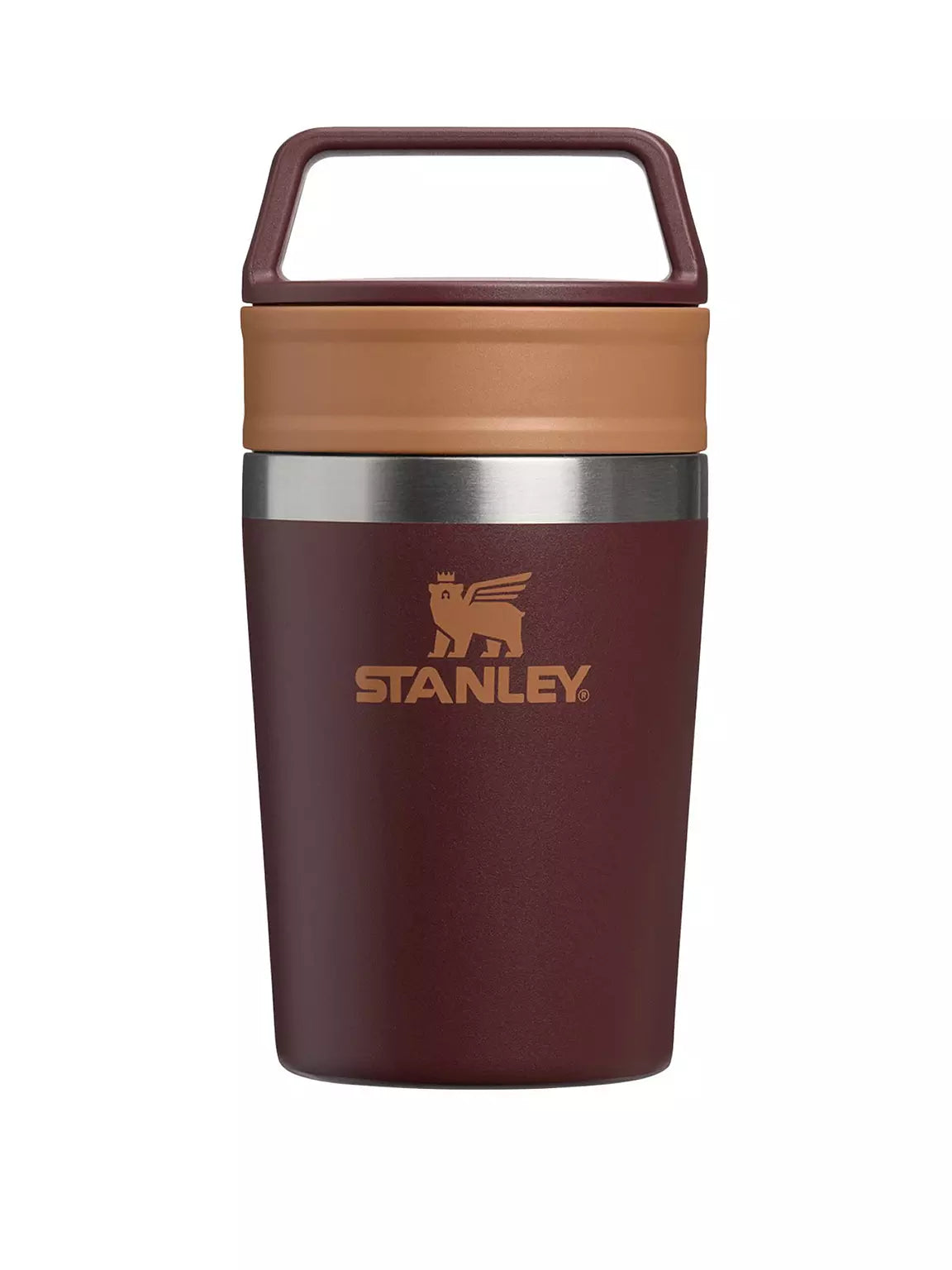 Stanley Café-to-Go Travel Mug Coffee 0.23L 8oz showing disassembled two piece lid and insulated mug body