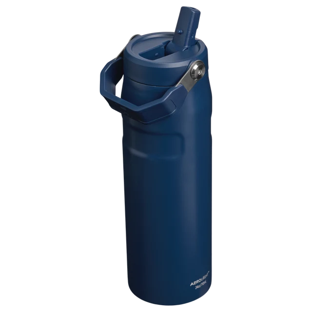 Stanley IceFlow Bottle Flip Straw 2.0 Navy 0.71L showing detail of the lid and removable spout mechanism