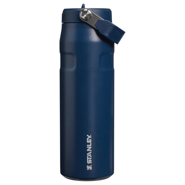 Stanley IceFlow Bottle Flip Straw 2.0 Navy 0.71L showing detail of the lid and removable spout mechanism