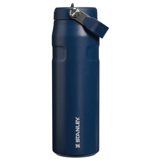 Stanley IceFlow Bottle Flip Straw 2.0 Navy 0.71L showing detail of the lid and removable spout mechanism