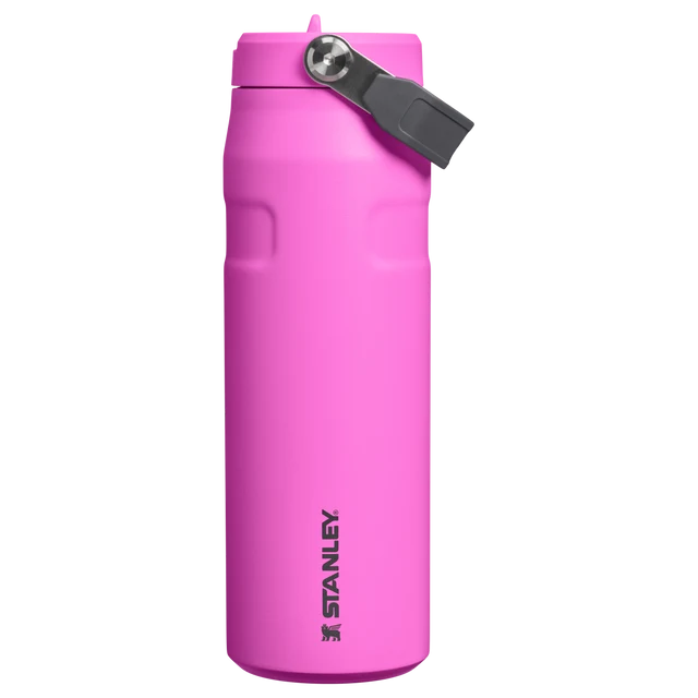 Stanley IceFlow Bottle Flip Straw 2.0 Hot Pink 0.71L showing detail of the lid and removable spout mechanism