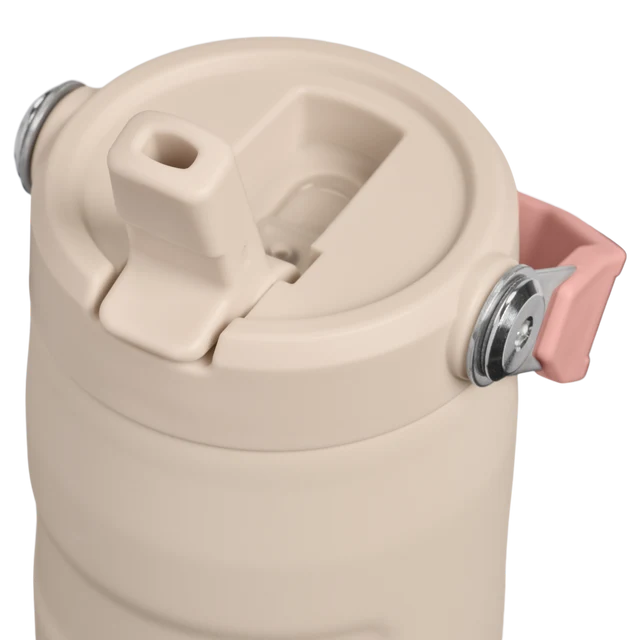 Stanley IceFlow Bottle Flip Straw 2.0 Champagne 0.47L showing detail of the lid and removable spout mechanism