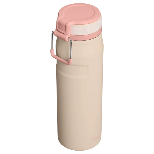 Stanley IceFlow Bottle Twist Flip Champagne 0.71L displaying open twist-to-flip lid mechanism