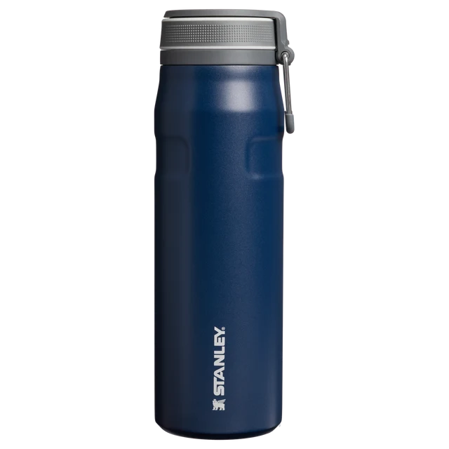 Stanley IceFlow Bottle Twist Flip Dark Navy 0.71L displaying open twist-to-flip lid mechanism