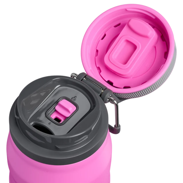 Stanley IceFlow Bottle Twist Flip Hot Pink 0.71L displaying open twist-to-flip lid mechanism