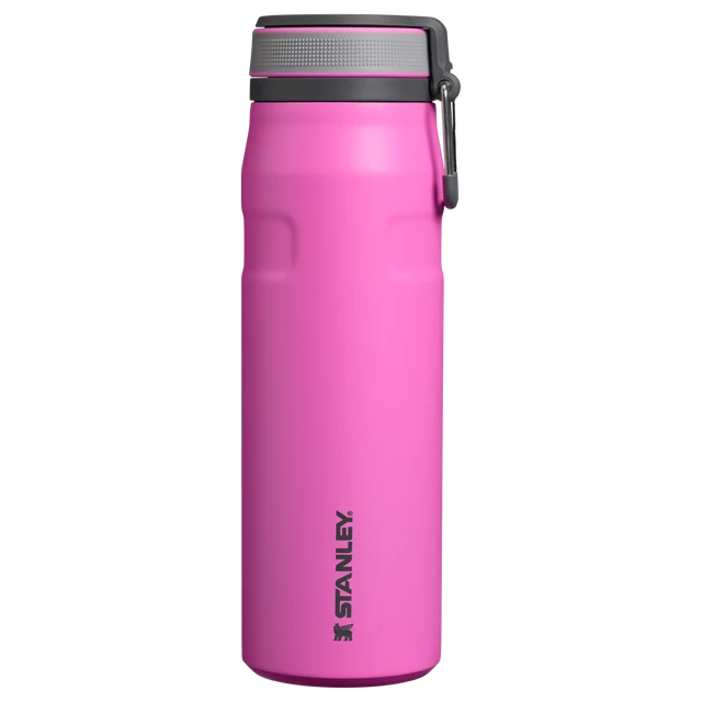 Stanley IceFlow Bottle Twist Flip Hot Pink 0.71L displaying open twist-to-flip lid mechanism