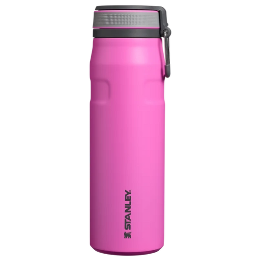 Stanley IceFlow Bottle Twist Flip Hot Pink 0.71L displaying open twist-to-flip lid mechanism
