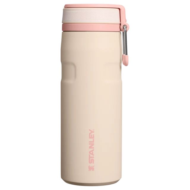 Stanley IceFlow Bottle Twist Flip Champagne 0.47L displaying open twist-to-flip lid mechanism