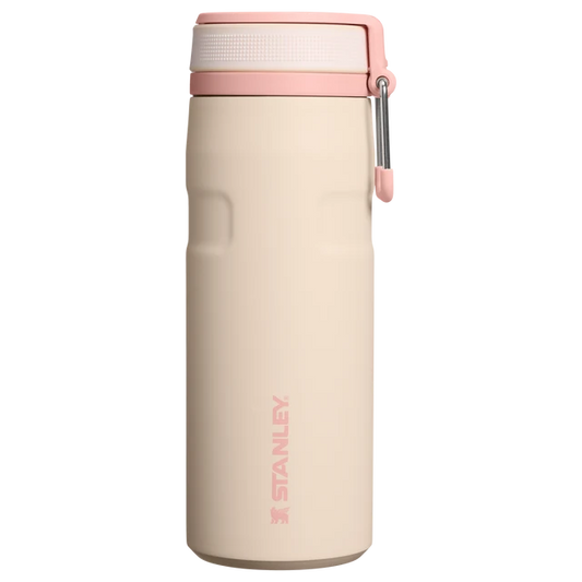 Stanley IceFlow Bottle Twist Flip Champagne 0.47L displaying open twist-to-flip lid mechanism