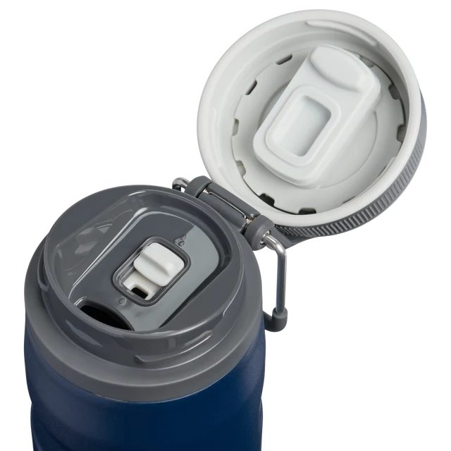 Stanley IceFlow Bottle Twist Flip Dark Navy 0.47L displaying open twist-to-flip lid mechanism