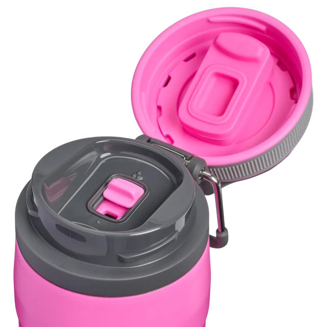 Stanley IceFlow Bottle Twist Flip Hot Pink 0.47L displaying open twist-to-flip lid mechanism