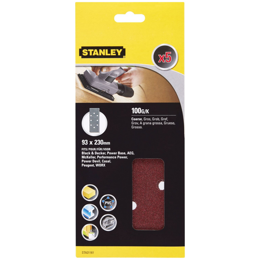 Stanley Third Sheet Punched Sandpaper pack of 5
