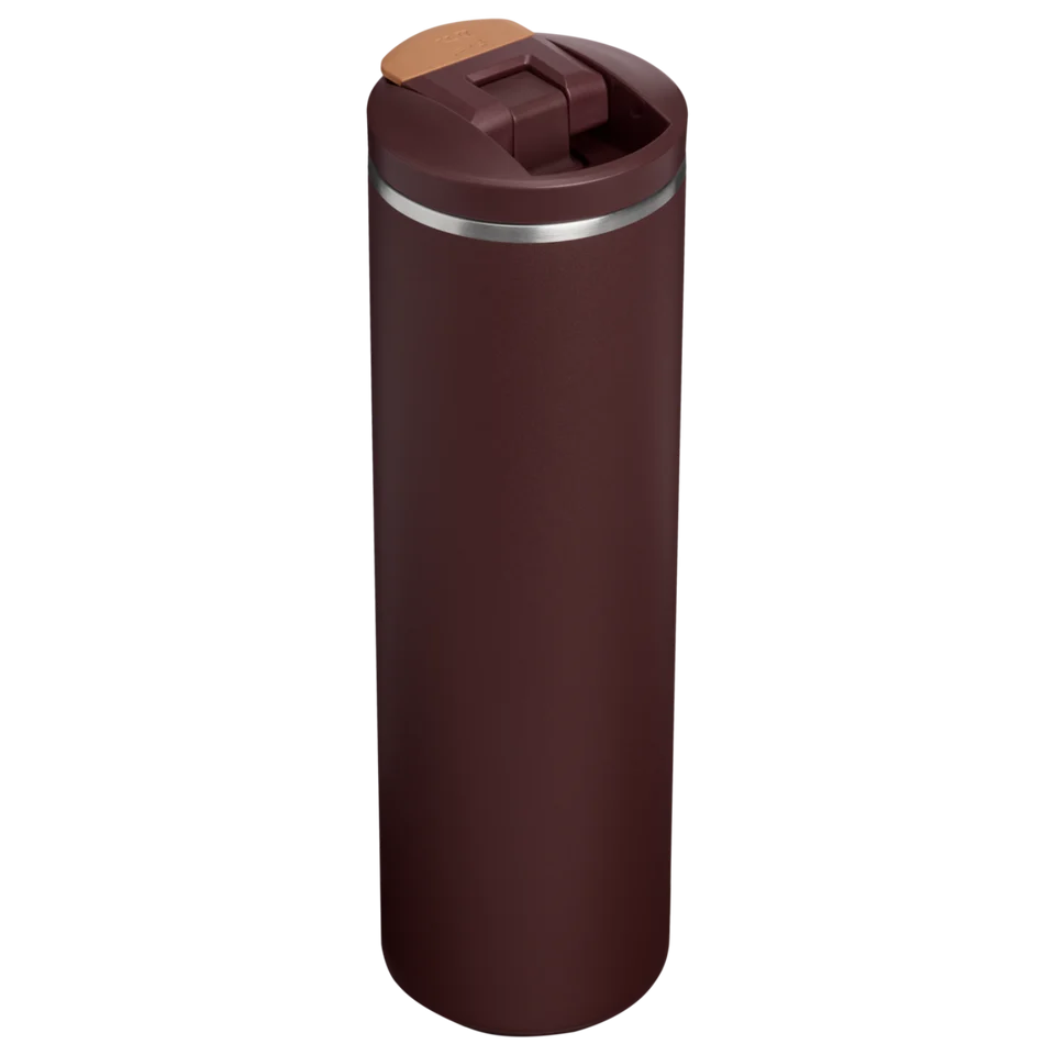 Stanley Transit Flip Top Mug 0.59L in Coffee featuring lightweight AeroLight steel body and silicone footpad