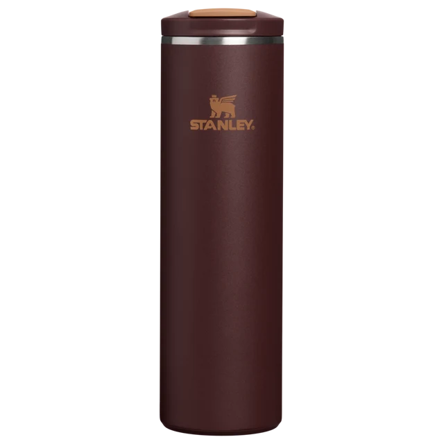 Stanley Transit Flip Top Mug 0.59L in Coffee featuring lightweight AeroLight steel body and silicone footpad