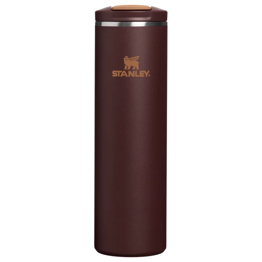 Stanley Transit Flip Top Mug 0.59L in Coffee featuring lightweight AeroLight steel body and silicone footpad