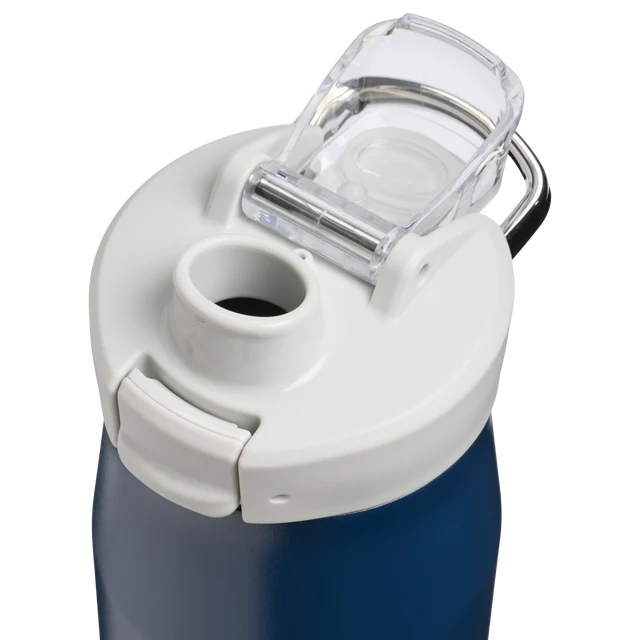 Stanley Vitalize Tempo Bottle 0.71L in Dark Navy featuring white removable silicone boot and locking lid