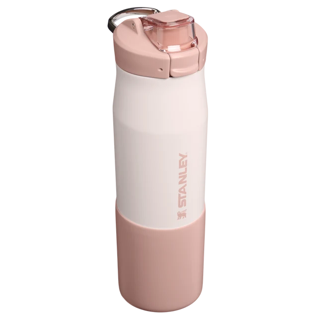 Stanley Vitalize Tempo Bottle 0.71L in Rose Quartz with removable silicone boot and dual-action locking lid