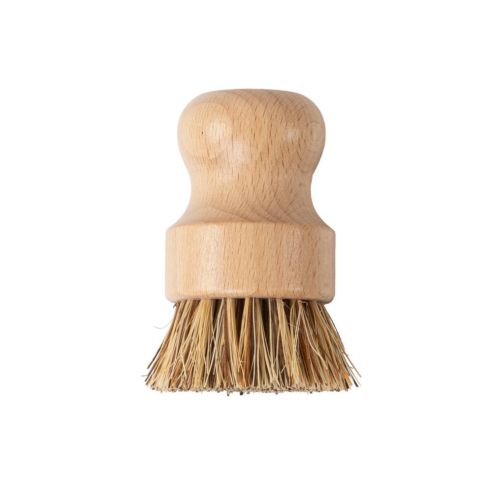 Sting in the Tail Countryman's Boot Brush with wooden handle, stiff bristles, drawstring pouch, and box.
