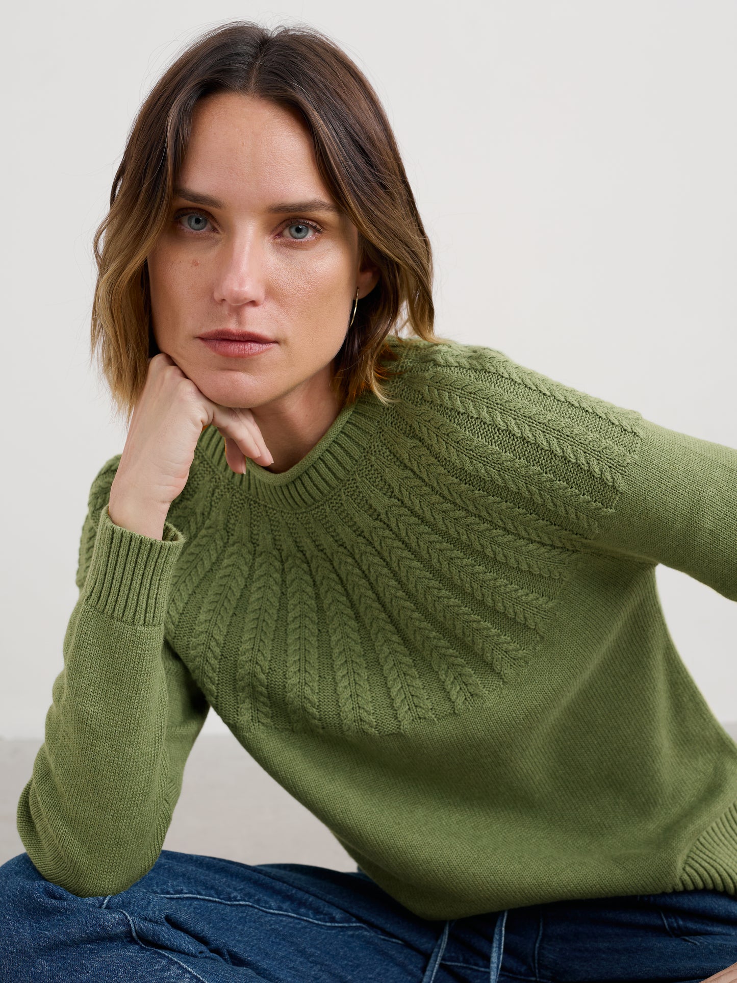 Seasalt Stone Chat Organic Cotton Jumper - Moss