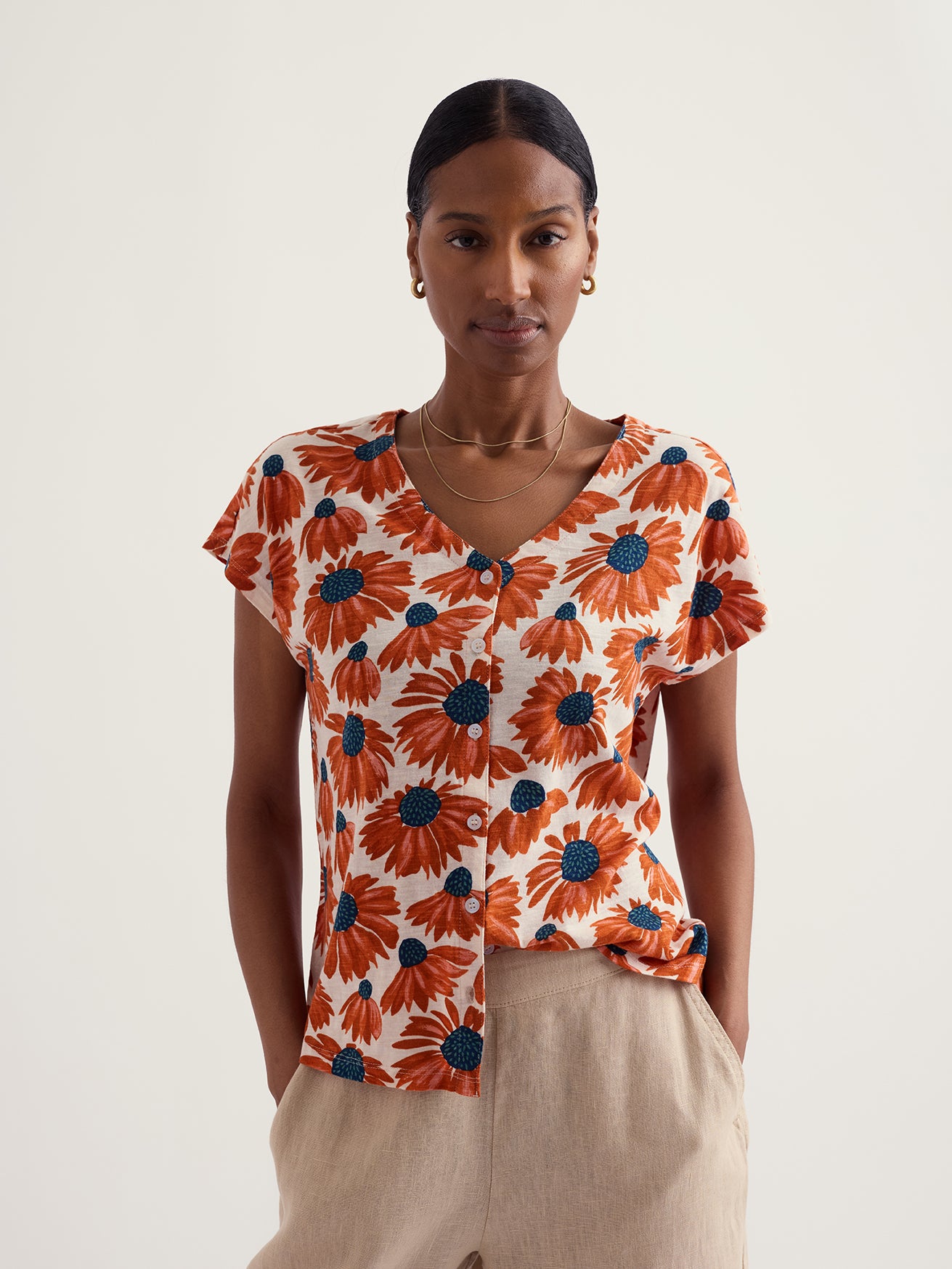 Seasalt Studio Glass V-Neck Jersey Top